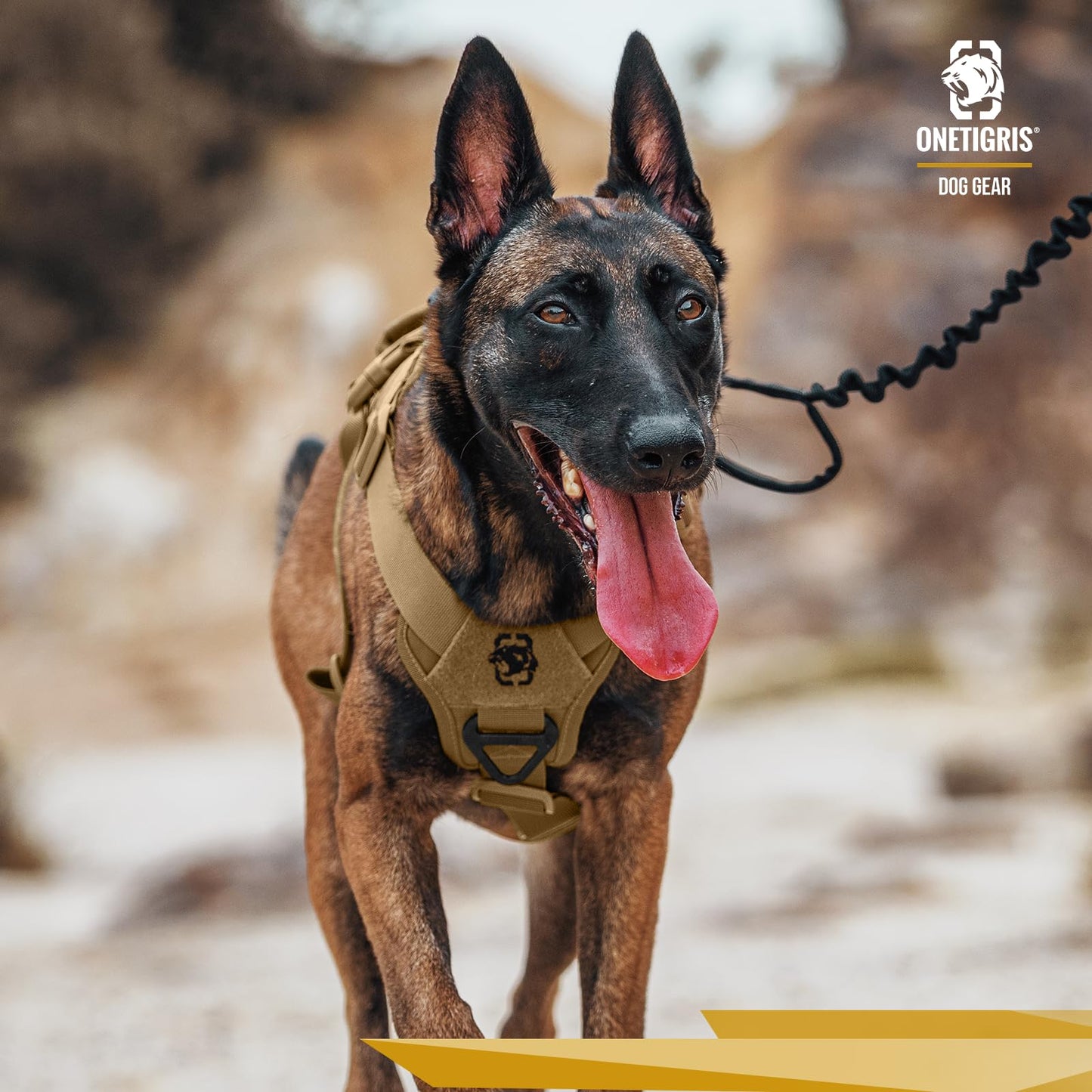 Arnés para perros, T-Bone táctico con 2 asas, a prueba de fugas, arnés ajustable para perros, caza, senderismo, entrenamiento, paseo, actividades al aire libre (marrón, XL)