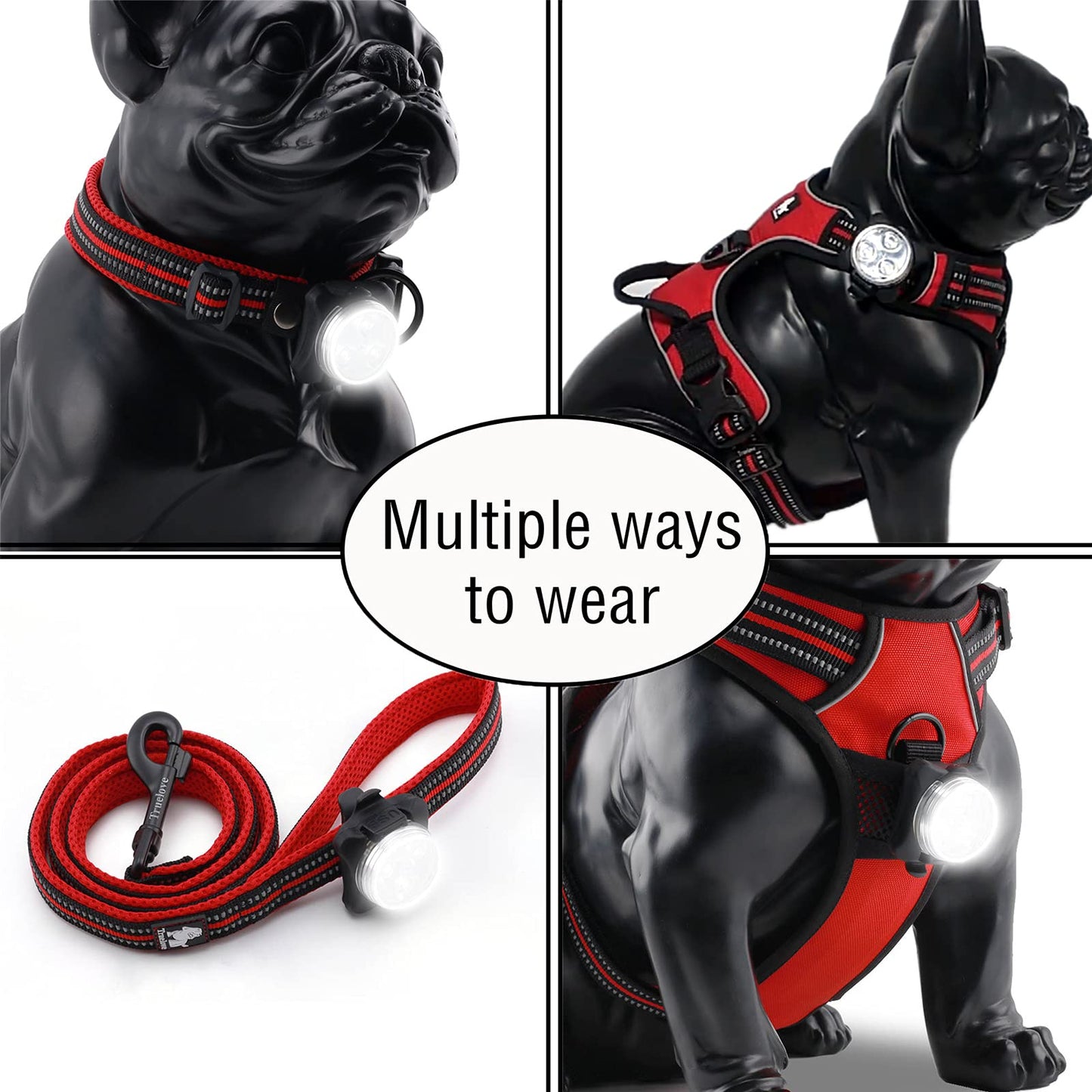MZFANG - Collar de perro luminoso LED, colgante luminoso para perro, lámpara intermitente, luz de gato, collar de luz de seguridad, impermeable, 4 modos de parpadeo, USB, recargable, color rojo