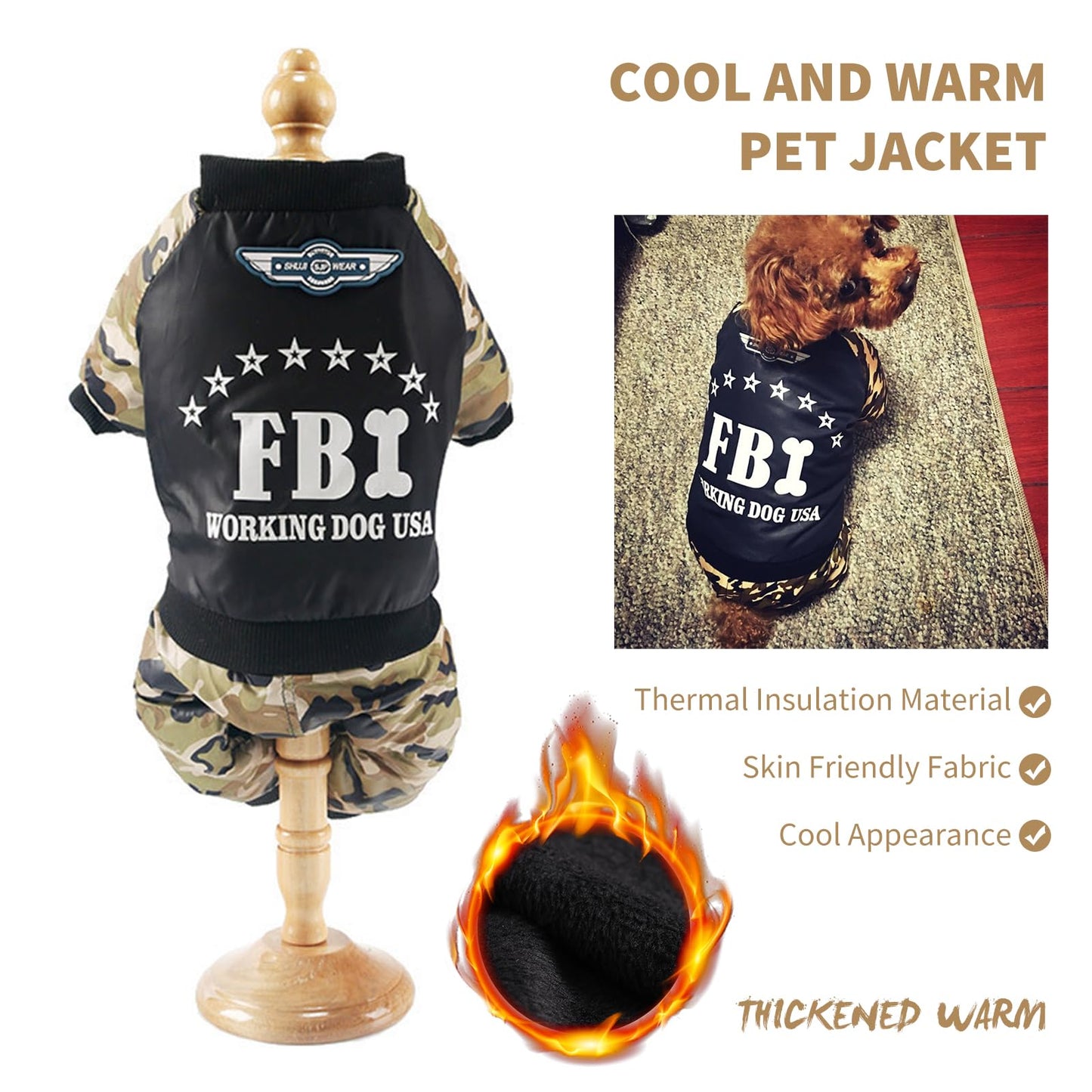 Abrigo de Invierno para Perro Chaqueta Ropa para Perros Sudadera Acolchada para Perro