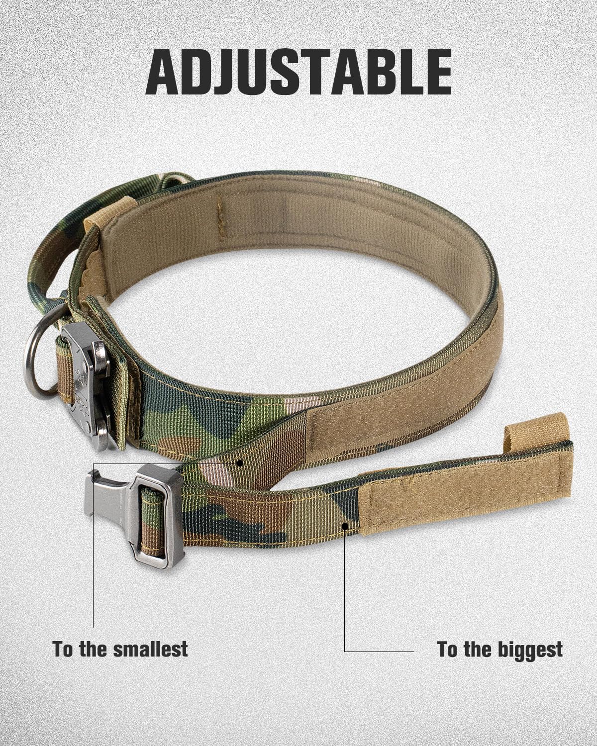Collar Perro, Táctica Collar Perro Mediano con Mango de Control, Resistente Collares para Perros, Camuflaje, M