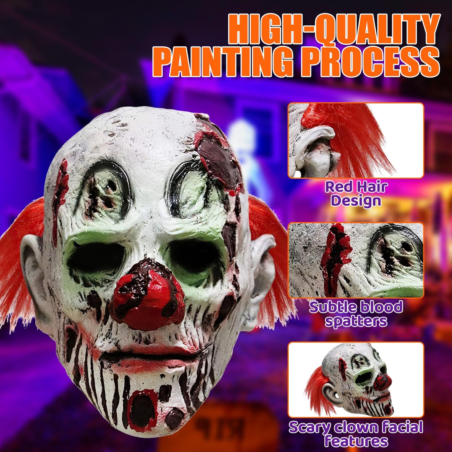 La Llareta Máscara de Payaso de Terror para Halloween - Máscara Espeluznante de Látex para Fiesta, Accesorio de Disfraz Aterrador para Adultos y Adolescentes