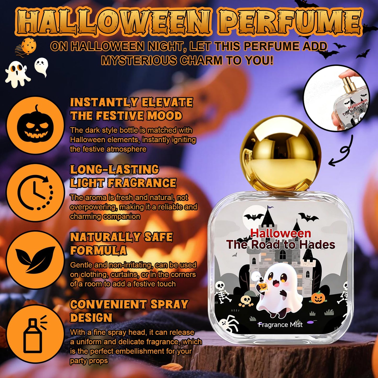 Halloween Perfume, Perfumes de Hombre, Halloween Perfume Mujer, Notas Amaderadas, Perfecto para halloween, Añade un Toque de Glamour, 50ml