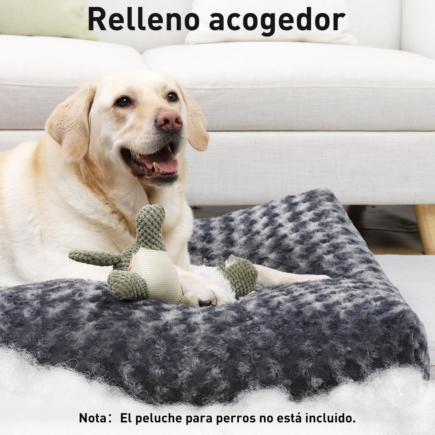 KSIIA Cama para Perro Grande, 90x60cm, Camas Antiestres L, Colchon Cojín Perro Grande, Colchoneta Lavable a Máquina, Fondo Antideslizante Dog Bed, Gris Oscuro
