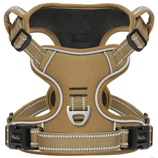 Arnes para Perro Arnes Anti Tirones Transpirable con Agarre Acolchado Arnés para Perros Reflectantes Ajustable Arnes Tipo Chaleco Acolchado Arnés para Perro Pequeños, Caqui, XS