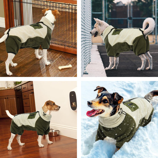 Abrigo Jerséis para Perros, Chaqueta Cálida Forro Polar Pijamas Perros Abrigos de Invierno Perros Pequeño Suéter Cálidos para Perros Pullover Cortavientos para Mascotas Interiores y Exteriores(Beige, L)