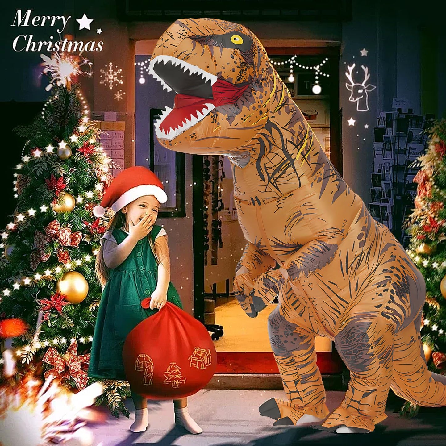 RHYTHMARTS Disfraz de Dinosaurio para Adulto Disfraces de Dinosaurios Hinchables Disfraz de T-Rex Hinchable para Adulto