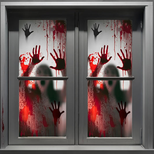 2 pósteres gigantes de Halloween para ventana - Decoración espeluznante para fiestas, casa embrujada, puerta, dormitorio escolar, 152 x 152 cm