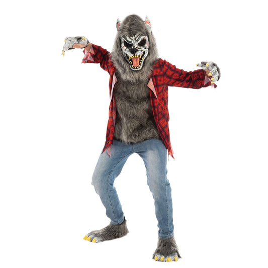 Spooktacular Creations Red Werewolf Halloween Kids Costume with Mask, Gloves and Shoes (Large (10-12 yrs))