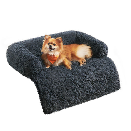 Feandrea FluffyHug Cama para Perros, Tela de Felpa, Alfombrilla, Funda Protectora para Sofá, Talla M, para Perros Pequeños y Medianos, 80 x 75 x 16 cm, Gris Oscuro PGW221G02