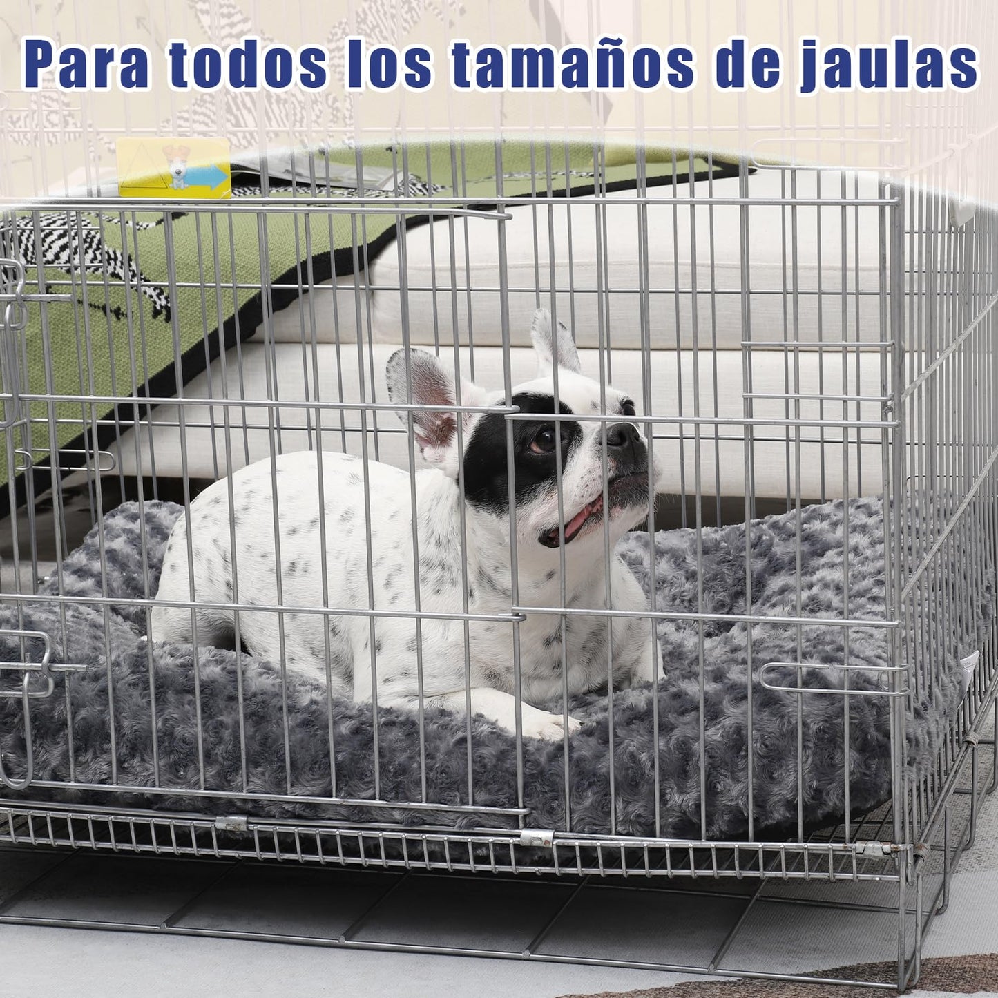 KSIIA Cama para Perro Grande, 90x60cm, Camas Antiestres L, Colchon Cojín Perro Grande, Colchoneta Lavable a Máquina, Fondo Antideslizante Dog Bed, Gris Oscuro