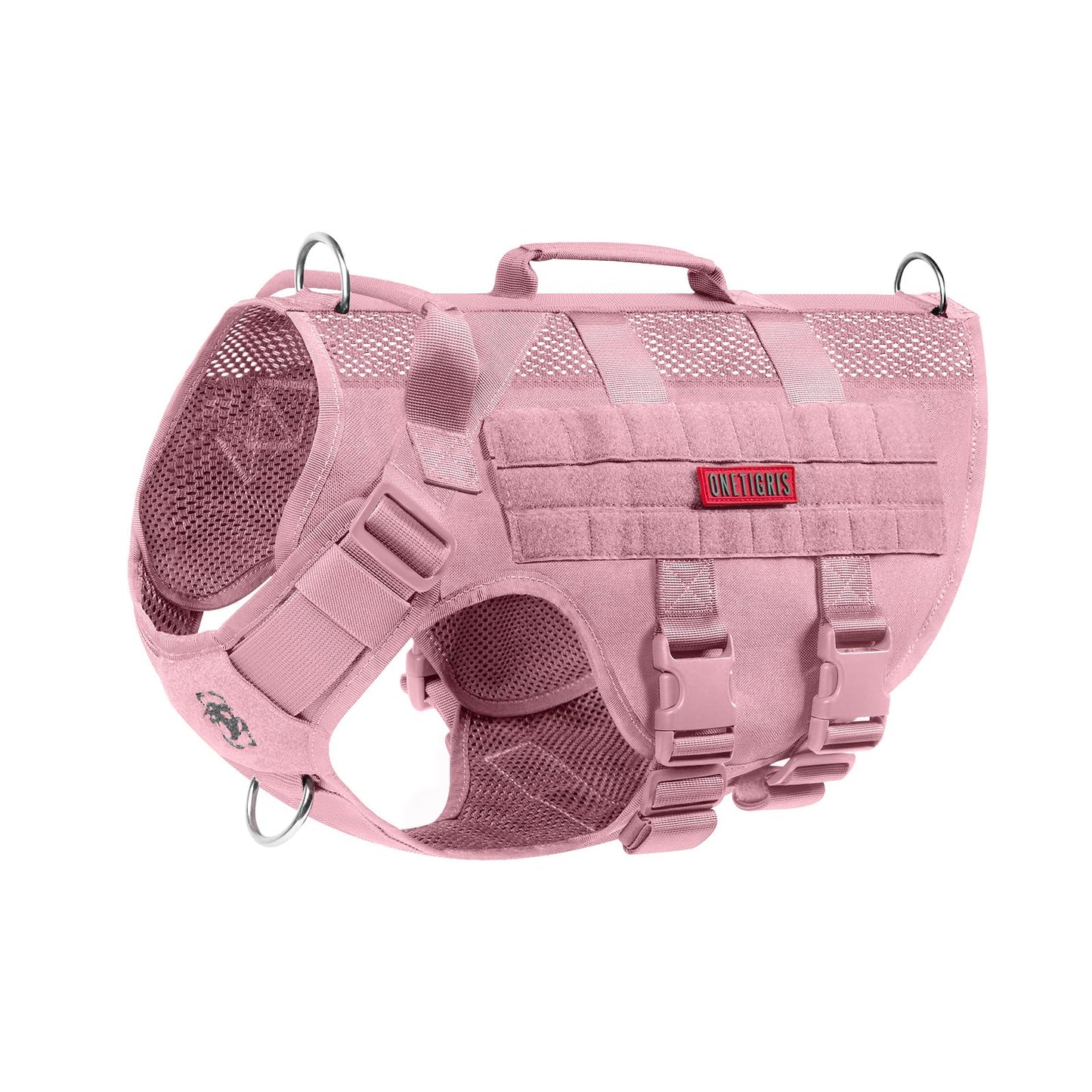 Arnés de seguridad ajustable ultra transpirable para perros grandes/medianos con 2 asas (M rosa)