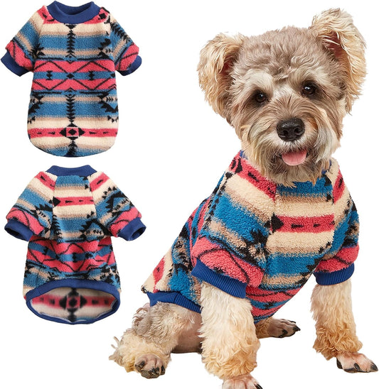 Abrigo Jersey de Forro Polar para Perros Pequeños, Suéter de Invierno Étnico Bohemio, Suave y Cálido, Ropa Térmica para Cachorros (Rosa, M)