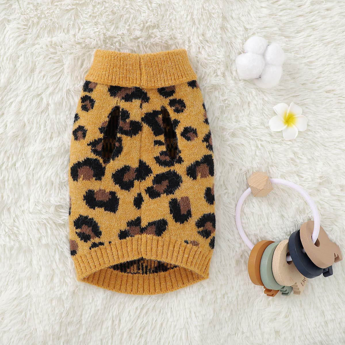 Abrigo Suéter para Perros Ropa de Invierno para Mascotas Patrón de Leopardo Ropa de Abrigo para Cachorros