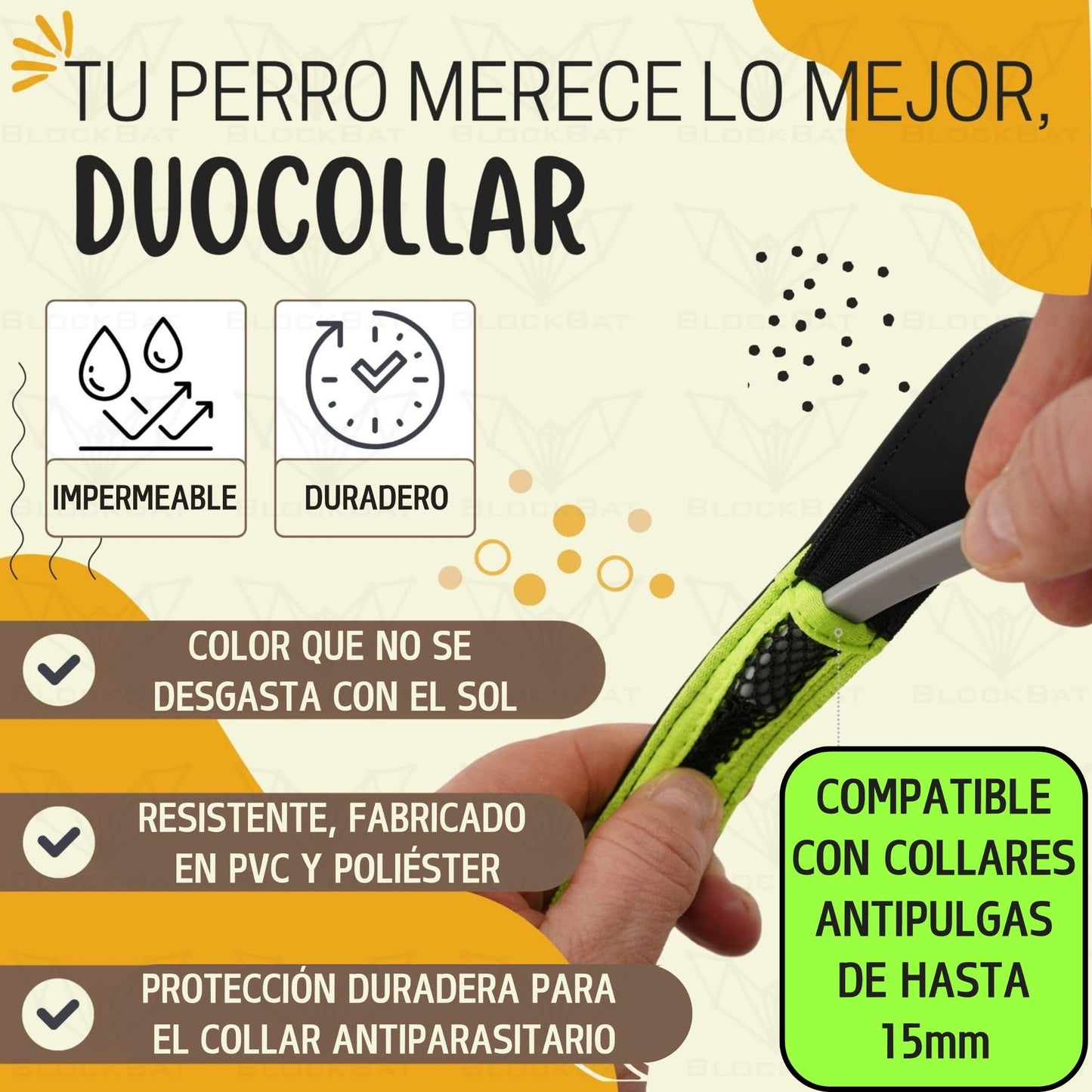 Collar Perro 2 en 1, Alojamiento y Proteccion del Collar Antiparasitario - Resistente, Ajustable y Cómodo - Ideal para Perros Grandes, Medianos y Pequeños - Collares para Perros (Negro S)