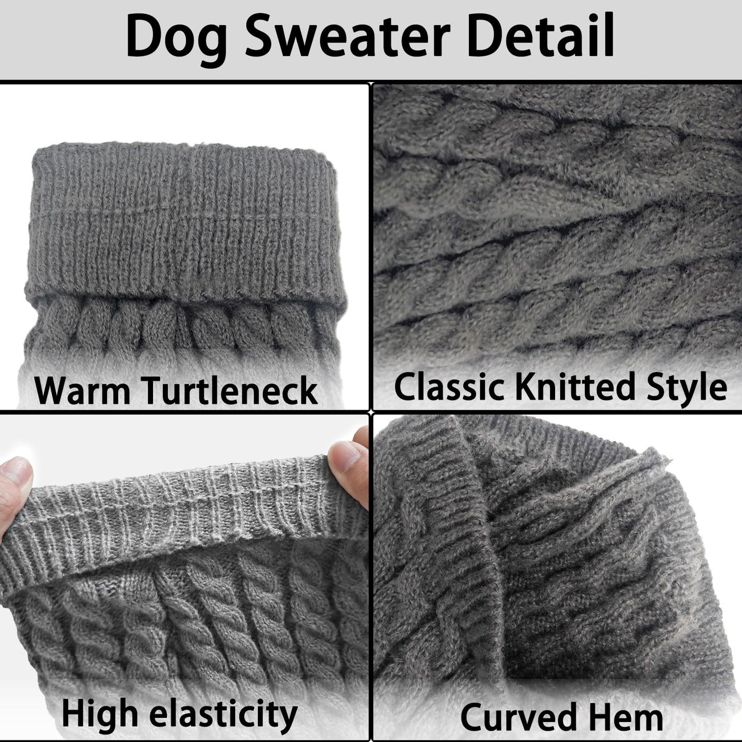 Abrigo Suéter para perros, 2 unidades, cuello alto, jersey de punto de invierno, cálido, suave, elástico, ropa para perros pequeños, medianos y grandes, cachorros, gatos, juego en gris y marrón (M)