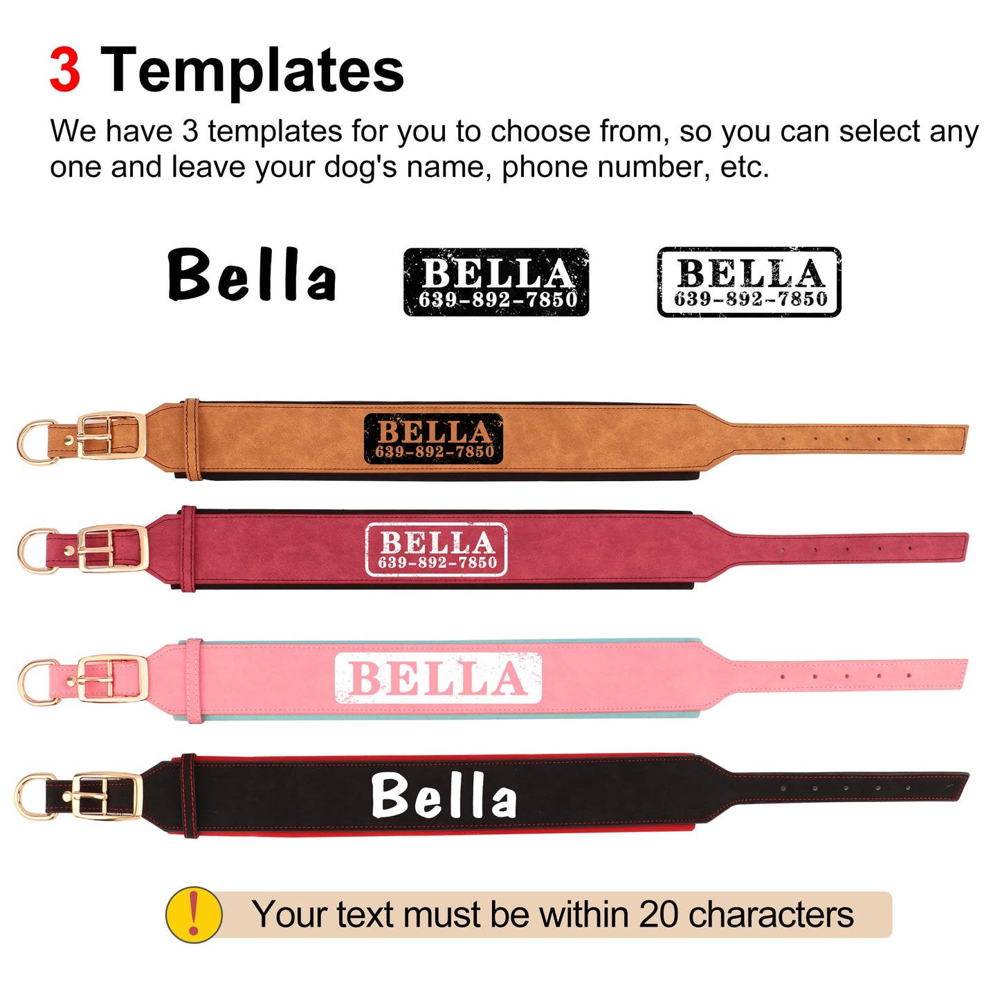 PET ARTIST Collar De Perro Grande De Cuero Personalizado De Gama Ancha - Collar De Perro Grande Acolchado Suave Y Grueso, Tamaño De Perro Grande Mastín Rottweiler, Negro XL