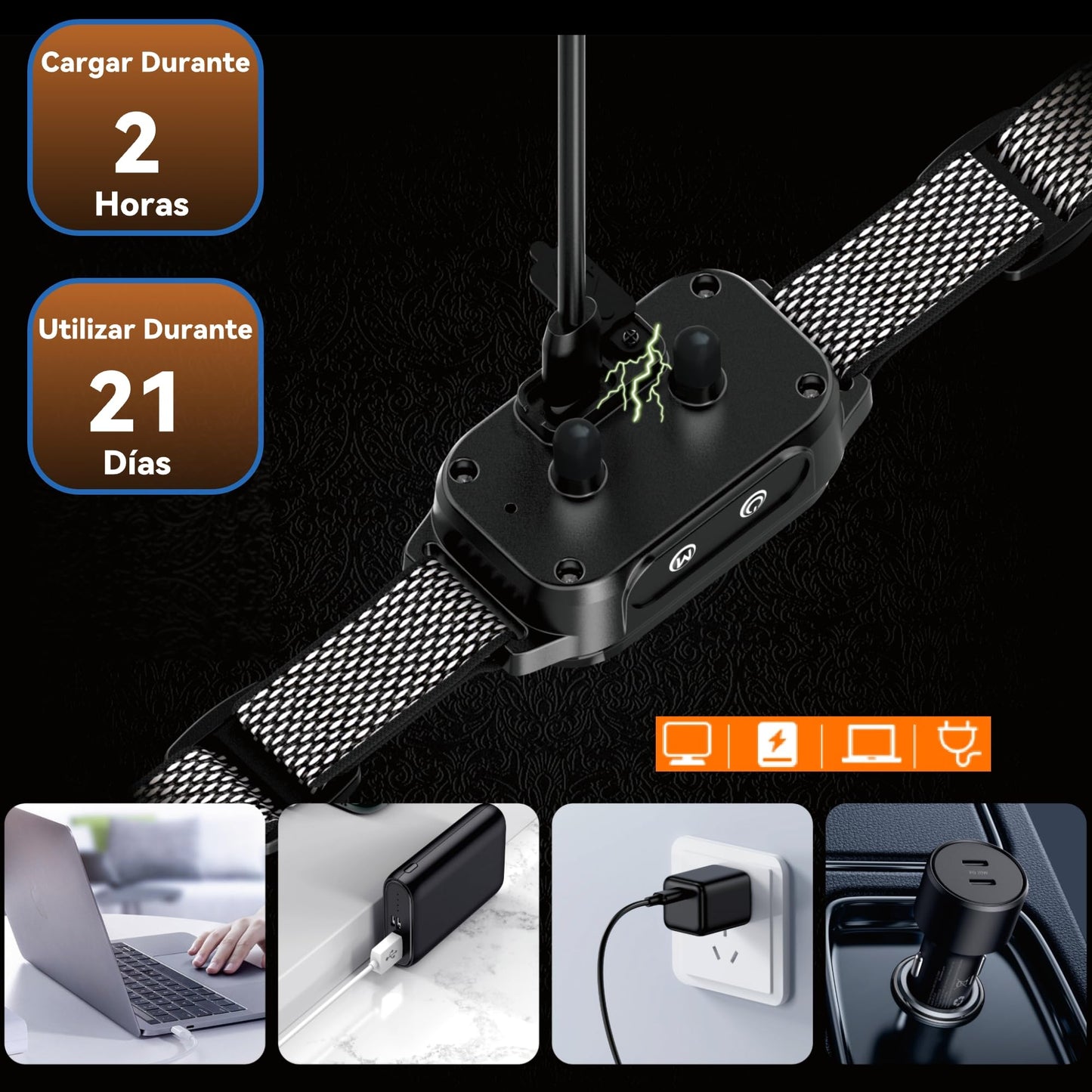 Collar Antiladridos Automático para Perros,Detección Inteligente de Ladridos con Modos de Vibración/Sonido/Fuerte Vibración,Resistente al Agua y Recargable,Adecuado para Perros Grandes y Medianos