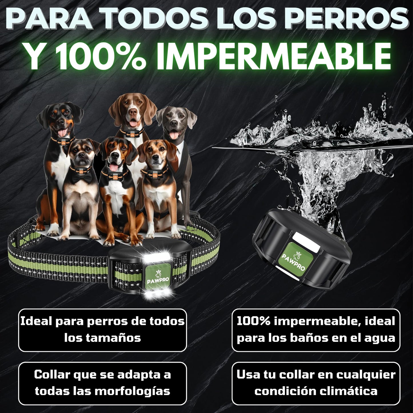 PAWPRO Collar de Adiestramiento, Conforme Nueva Ley Española de Bienestar Animal, Alcance XXL 3 km, Modo Luz Nocturna, BIP Vibración Boost, Apto para Todos los Perros, Resistente al Agua y Recargable