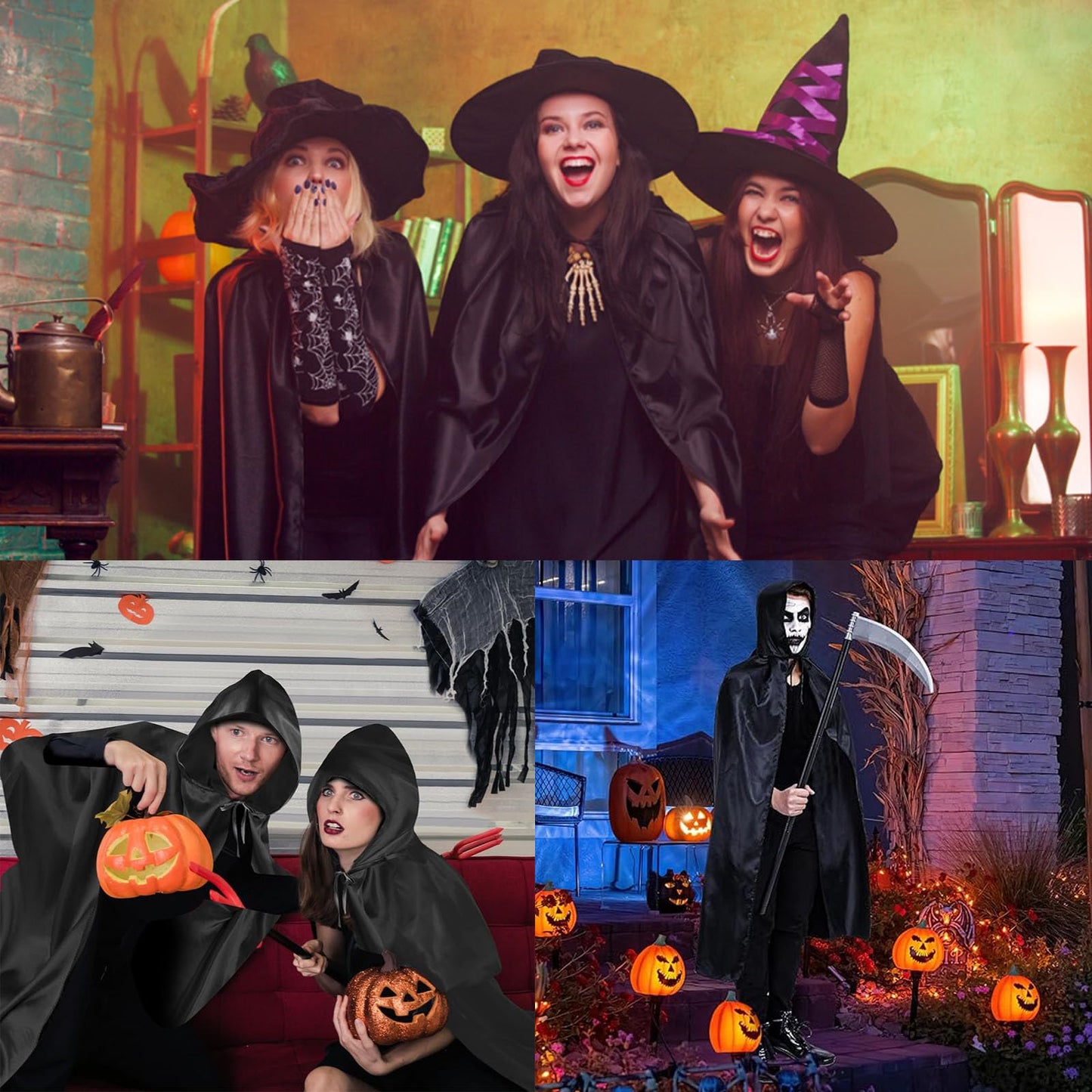 Disfraz Halloween,Largo Capa con Capucha,Capas de Halloween para Adultos/Niños, Capa Disfraz Halloween, para Halloween, Carnaval, Mascarada（150）