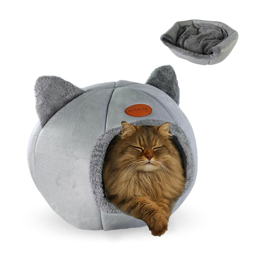 Mobiclinic® Pets, Cama para Gatos, Cueva Nido, Hellocatty, Tejido Suave, Apto Lavadora, Fácil de Plegar y almacenar, Antideslizante, Cojín Confortable extraíble, Esponja 25d, Diseño Moderno
