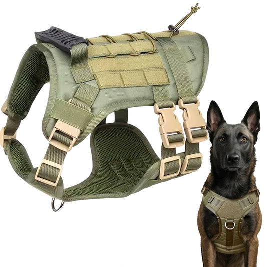 Arnés para Perros, Arnés Antitirones y Asfixia, Chaleco Arnés, Estilo Militar, Uso Profesional, Adiestramiento de Perros, Transpirable y Suave, Arnés Camuflaje, Ajustable & Cómodo