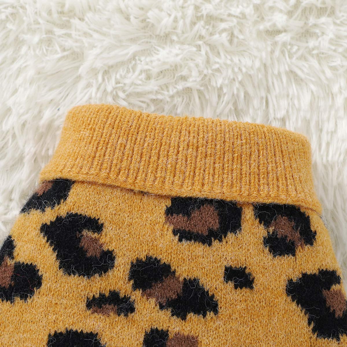 Abrigo Suéter para Perros Ropa de Invierno para Mascotas Patrón de Leopardo Ropa de Abrigo para Cachorros