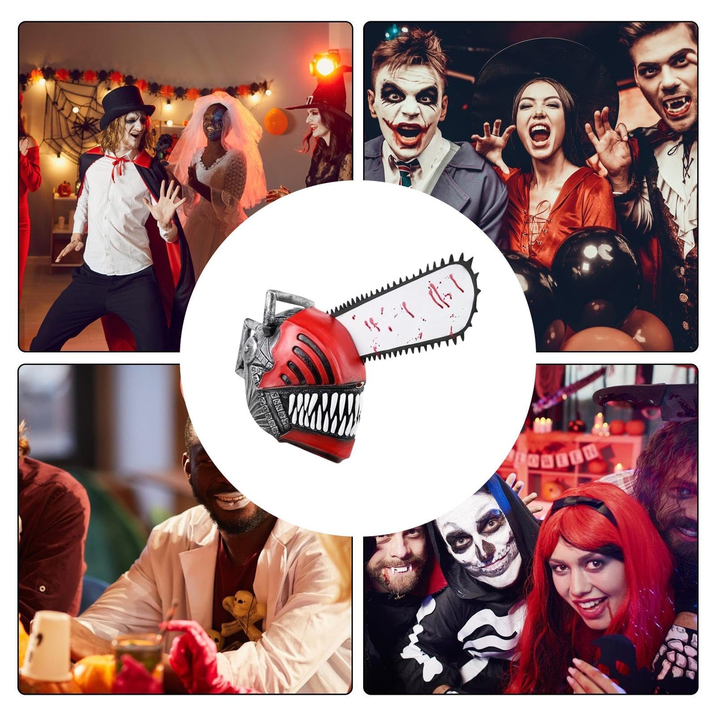Máscaras de hombre de motosierra, cubierta facial de motosierra de anime, cubierta de cara de mascarada, máscara de látex para motosierra, elegante máscara de Halloween, para carnaval, bailes de