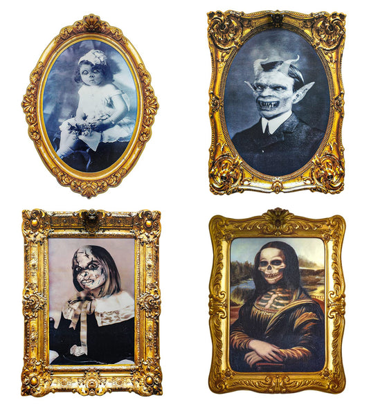 Decoraciones de Halloween para interiores, decoración aterradora embrujada, fotos de cara cambiantes en 3D, marco de retratos de pared móvil vintage, para fiesta espeluznante, mansión, castillo