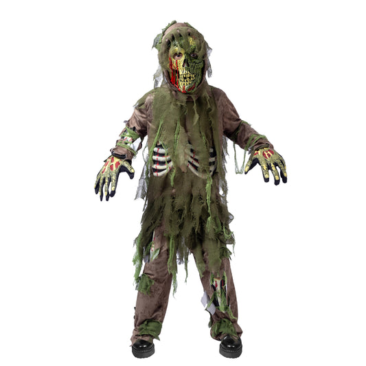 Disfraz Creations Swamp Deluxe Skeleton Living Dead Zombie Disfraz para Halloween Kids Monster Rol de rol (grande (10-12 años))