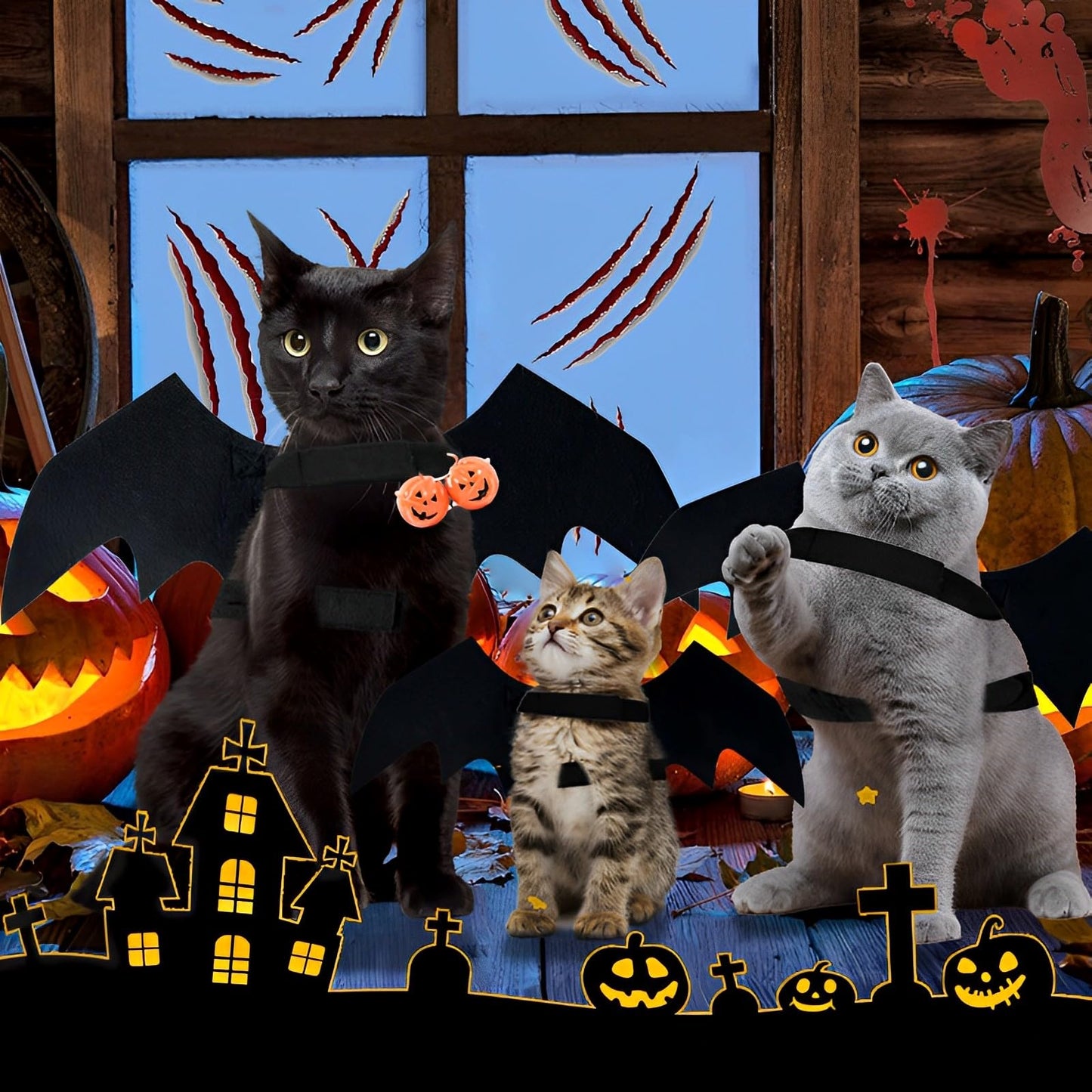 TFSZE Alas De Murciélago De Mascotas,Disfraz De Perro De Murciélago De Halloween, con Campanas De Calabaza,Alas De Perro,Halloween Gato Alas Ajustable,Adecuado para Juegos De rol-Talla L