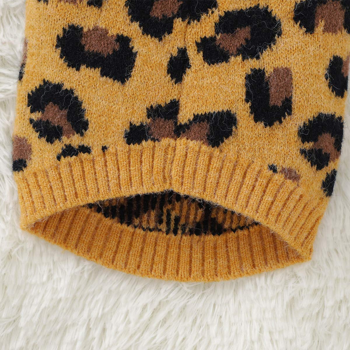 Abrigo Suéter para Perros Ropa de Invierno para Mascotas Patrón de Leopardo Ropa de Abrigo para Cachorros