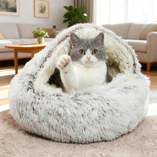 SHJOEE Cama Mullida para Perro en Forma de Concha Cesto de Felpa para Gato Cama para Mascotas de 50 cm Sofá Lavable para Gato Y Perros Medianos Pequeñas Inferior Antideslizante