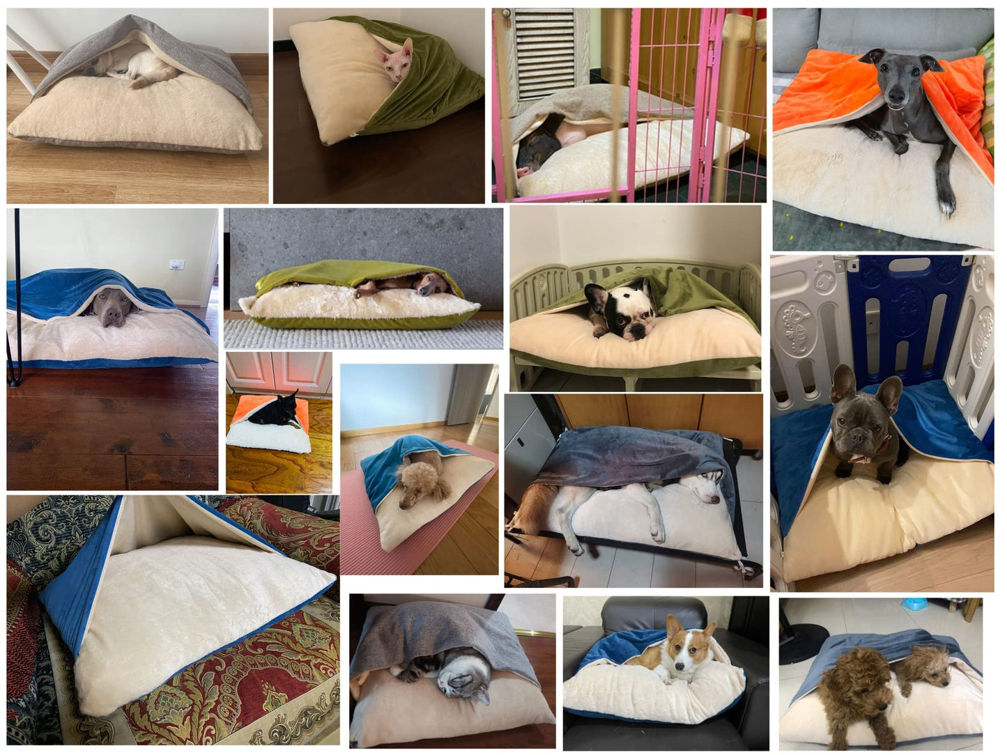 Cama Perro con Manta, Cama Ortopédica Perro/Gato con Capucha Manta, Lavable, Extraíble Sacos de Dormir del Perro para Mascotas Pequeñas y Medianas, Suave Fuzzy Cómoda Cama Perro Sofá (Color : Khaki,