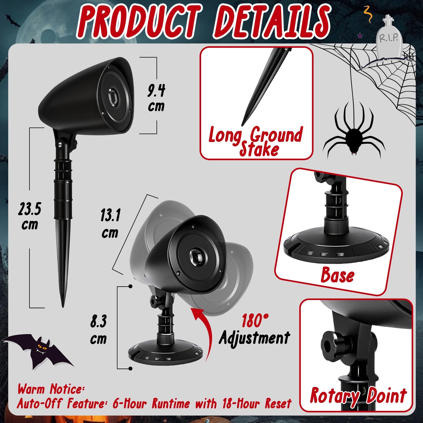 Proyector Halloween Decoracion Exterior Casa - 3D Dinámica Roja Calavera LED Lámpara Impermeable, Decoración Halloween Luces para Puerta Interior Ventanas y Jardines Decoração