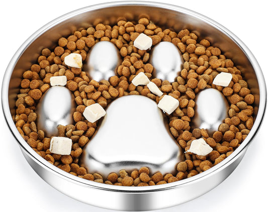 PETTOM Comedero para Perro Mascotas de Acero Inoxidable,Comedero Lento para Perros,Comedero Perro Antivoracidad para Mascotas Medianas y Grandes