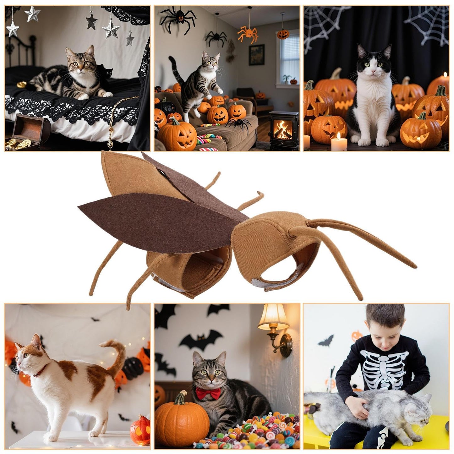 Disfraces De Halloween - Traje De Cucarachas De Ropa De Mascotas | Traje De Cucaracha De Ropa | Ropa Transpirable Realista | Accesorios De Ropa Para El Atuendo De Cosplay Gatito De Vacaciones De Perro